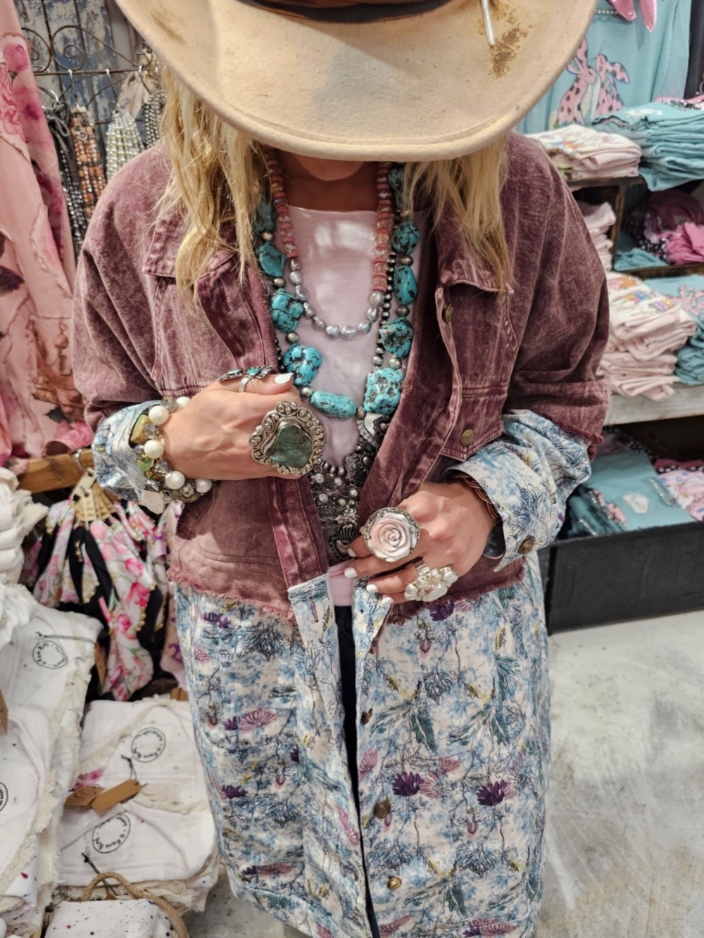 A Rare Bird Mineral Wash Floral Print Button Down Jacket Shacket - Picture 5 of 5